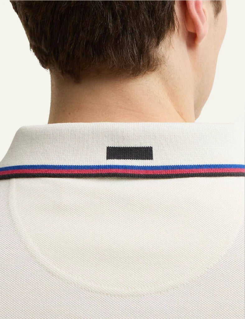 Barbour Lure polo white cotton embroidered lure detail back view