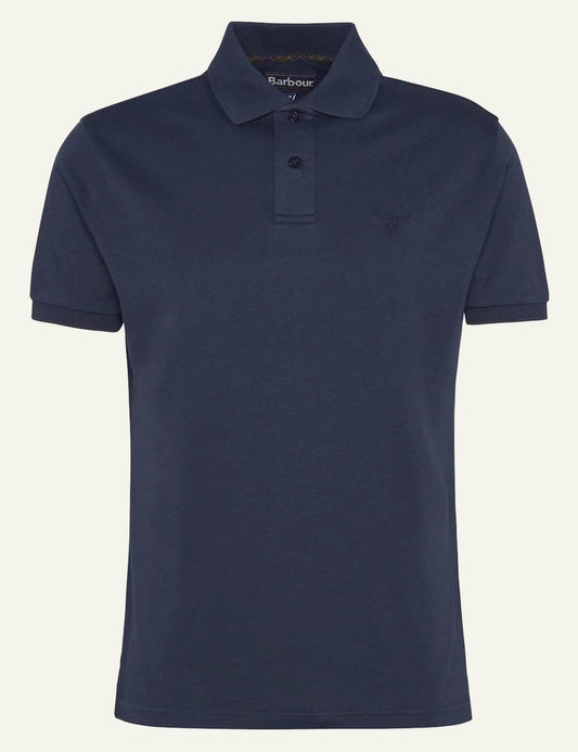 barbour navy polo shirt logo chest front flat view