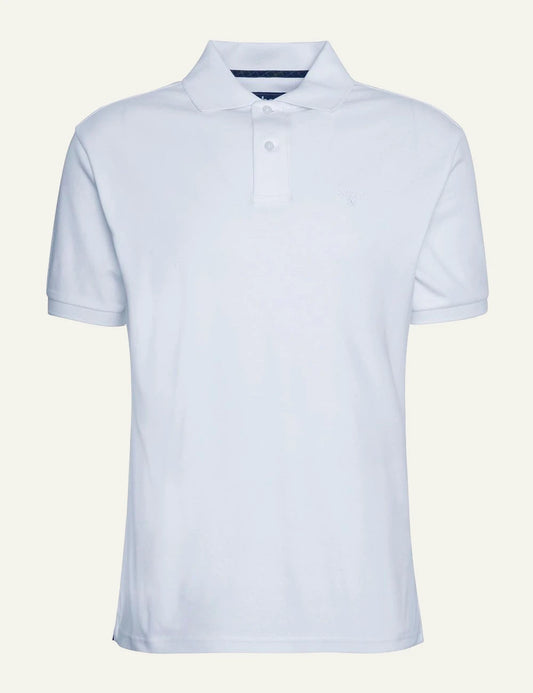 barbour white polo shirt logo chest front flat view