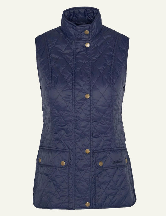 barbour quilted gilet navy diamond quilt front flat view