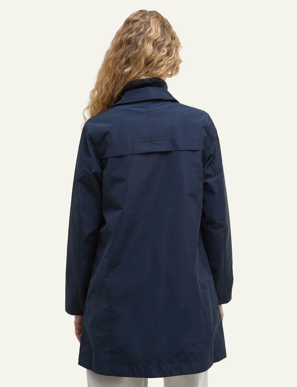 barbour reversible coat navy tartan jacket back model view