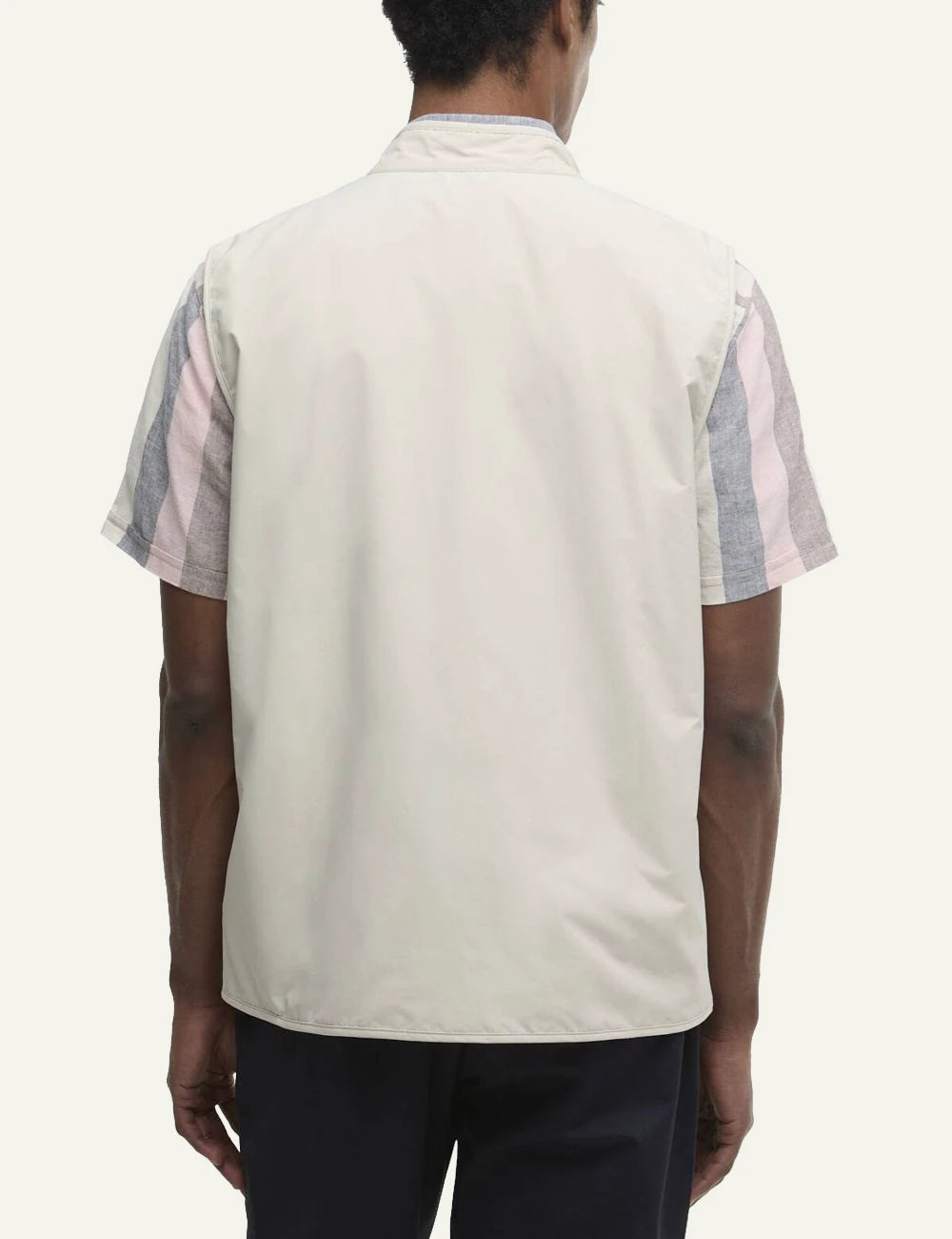 barbour stonedale gilet cream sleeveless zip front minimalist back view