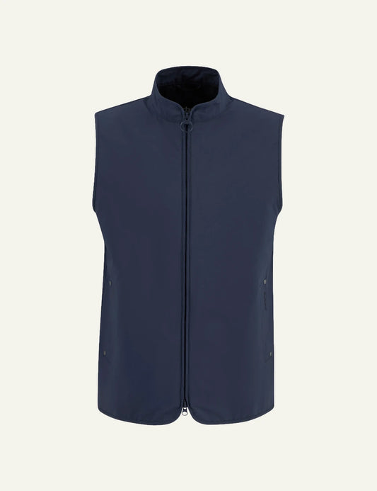barbour stonedale gilet navy sleeveless zip front minimalist front view