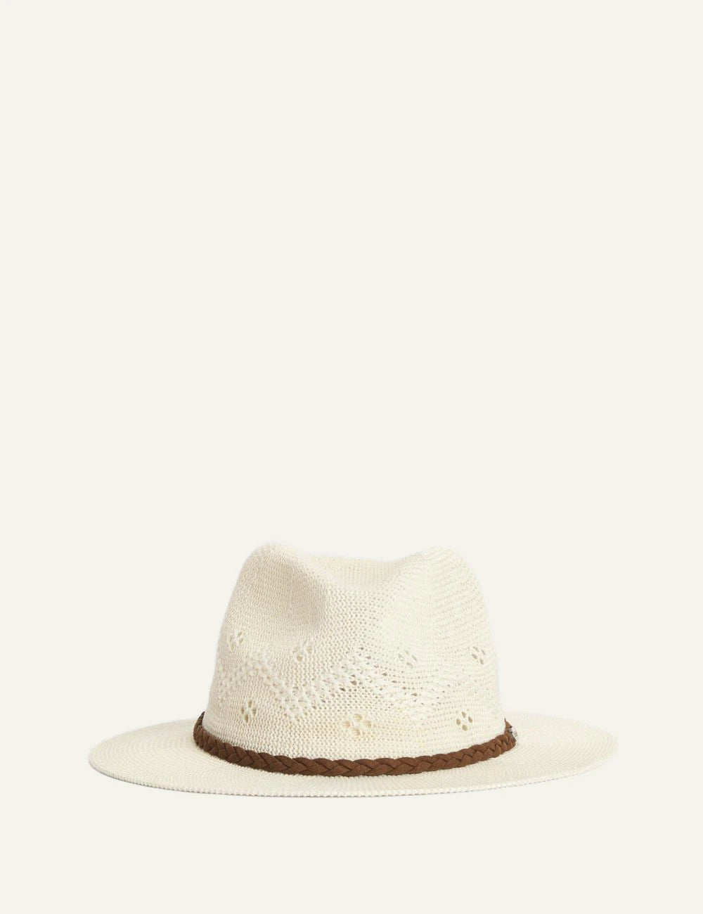 barbour straw hat cream braided band front view