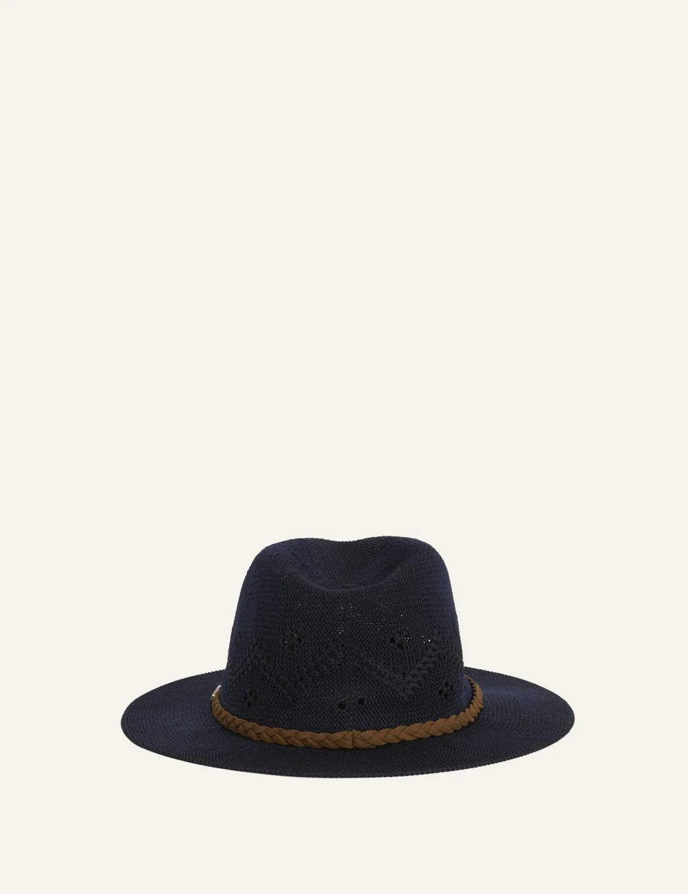 barbour straw hat navy braided band back view