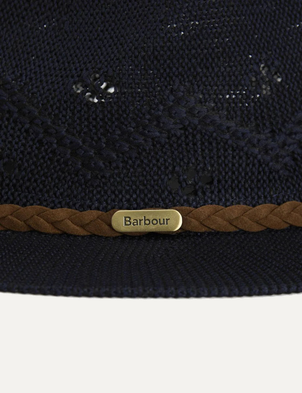 barbour straw hat navy braided band detail view