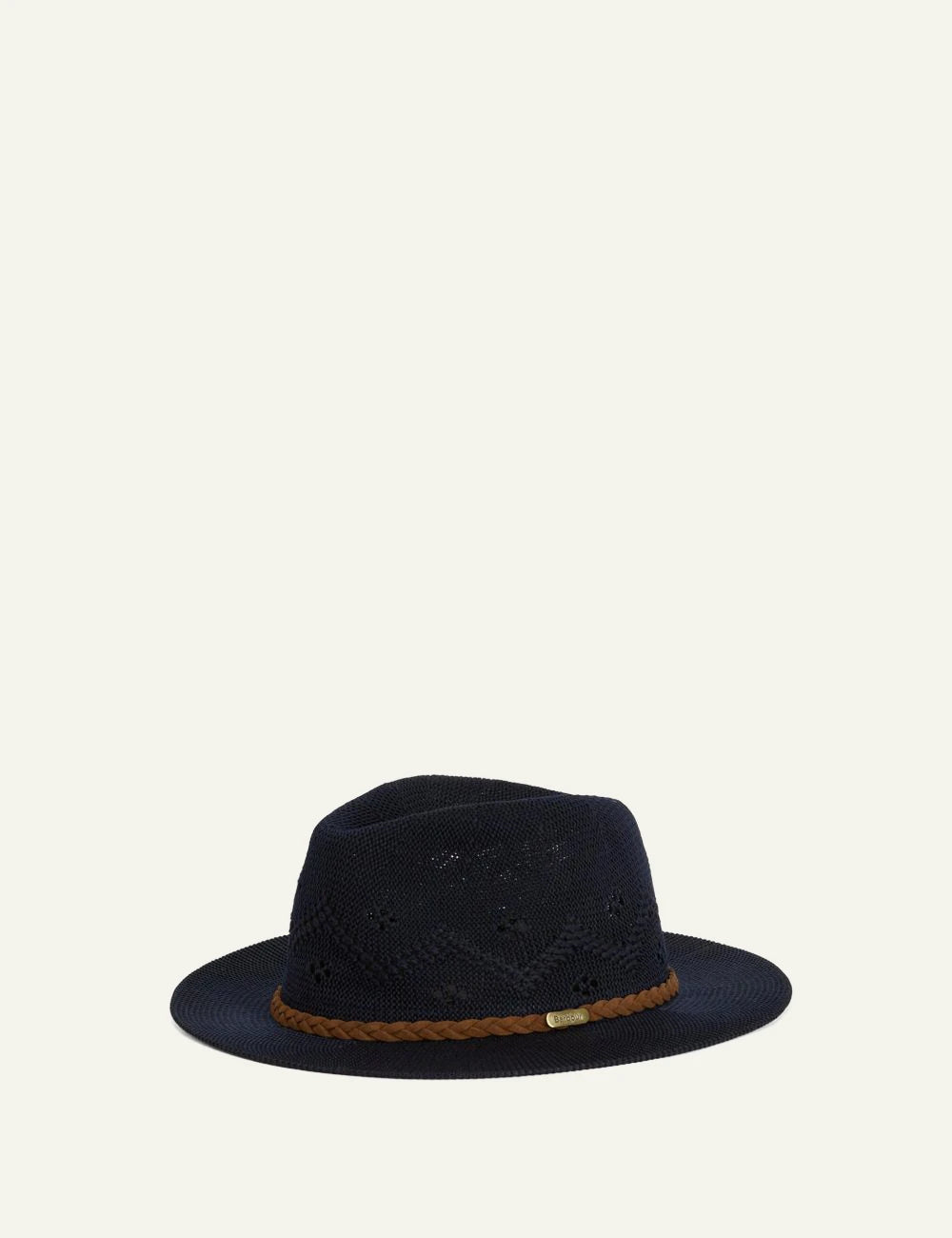 barbour straw hat navy braided band side view