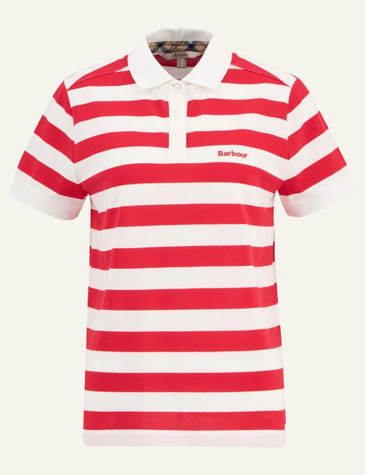 barbour red white striped polo shirt front flat view