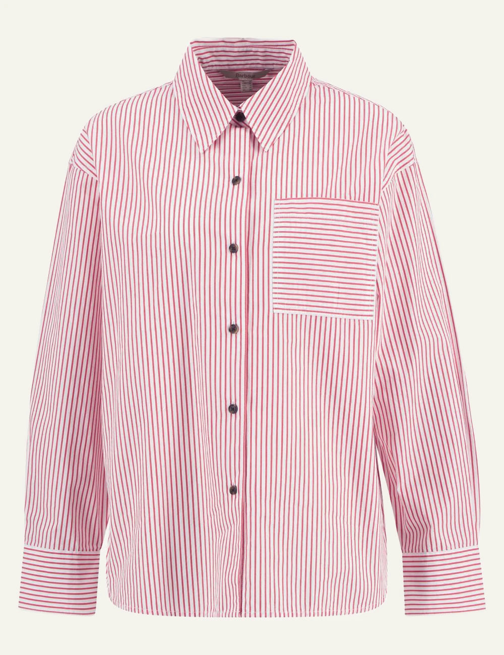 barbour striped shirt red white long sleeve front flat view
