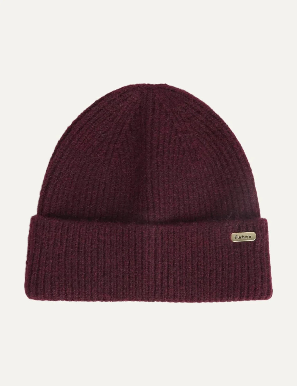 Barbour women Olivia beanie and scarf gift set with burgundy beanie and ecru tartan scarf