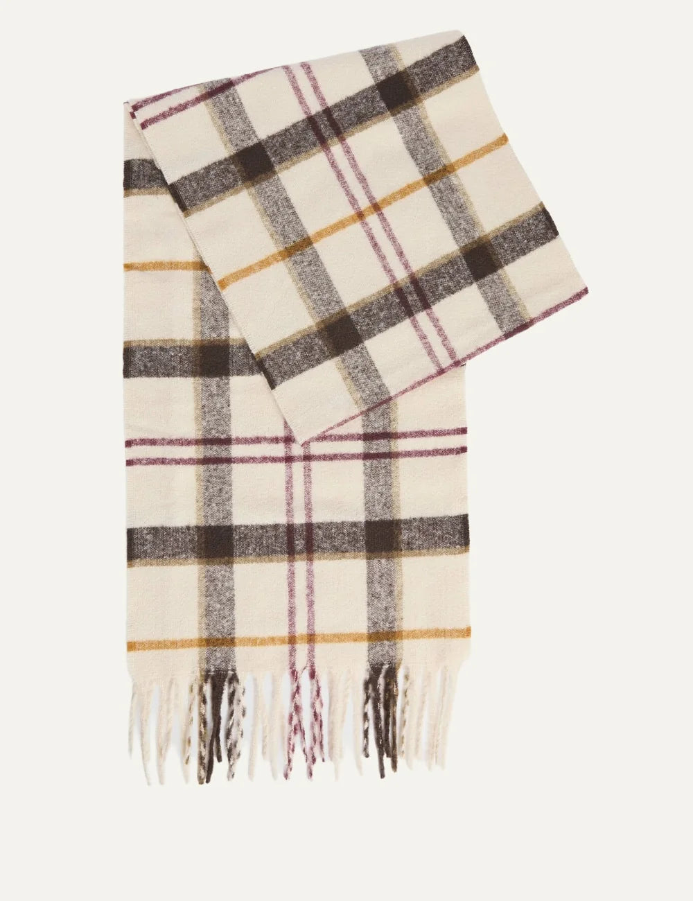 Barbour women   scarf gift set with burgundy and ecru tartan scarf