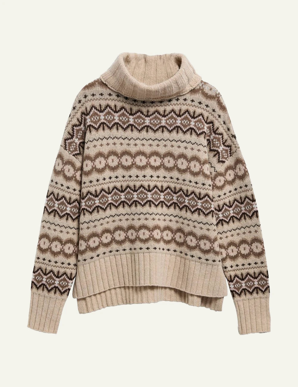 Women's Barbour beige wool-blend Fair Isle knitted roll-neck jumper