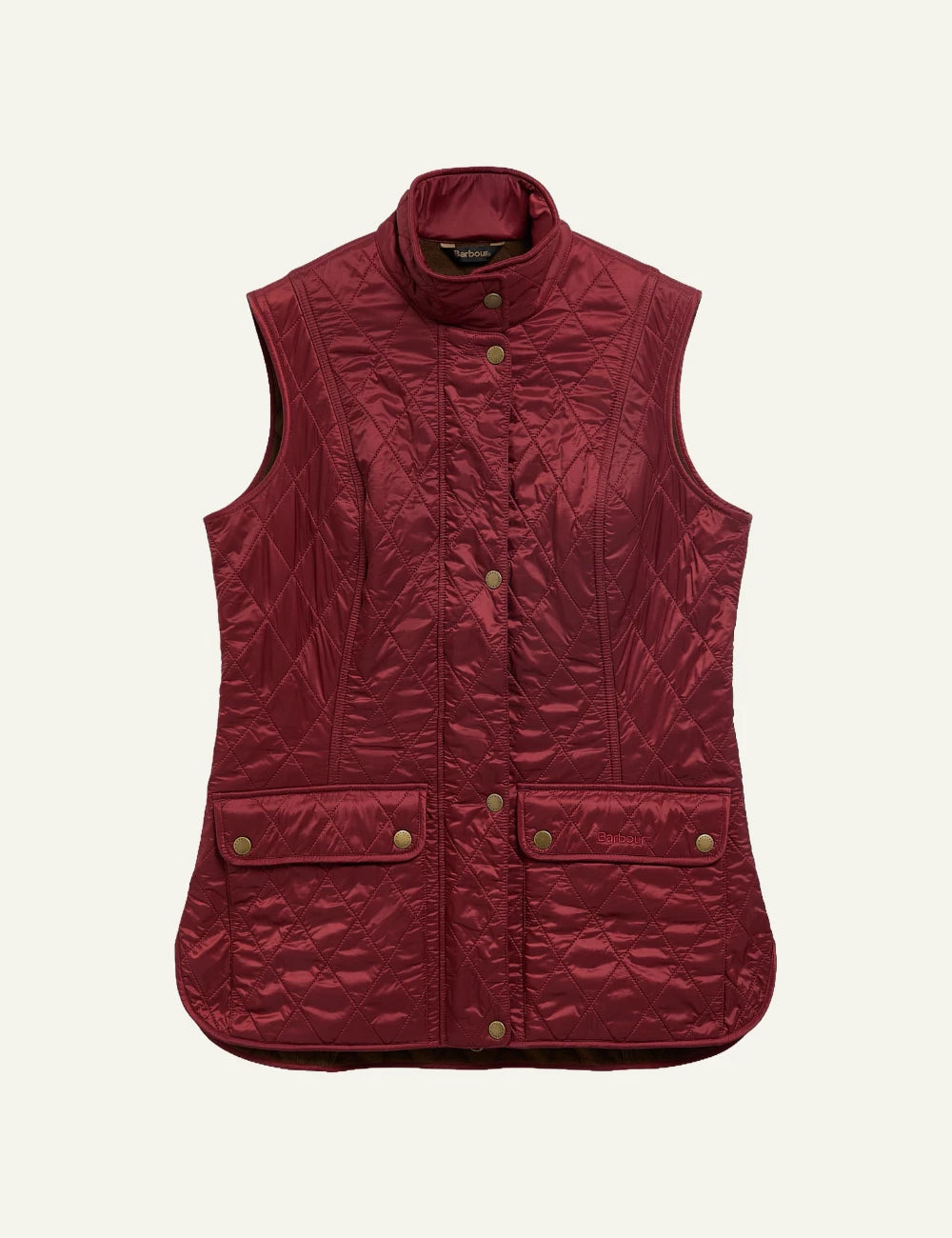Barbour women's burgundy quilted gilet with fleece lining