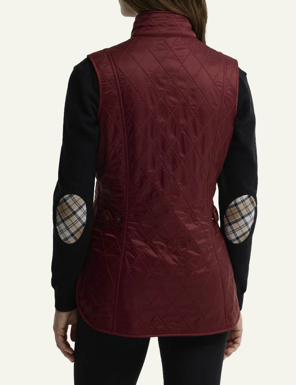 Barbour women's burgundy quilted gilet with fleece lining back