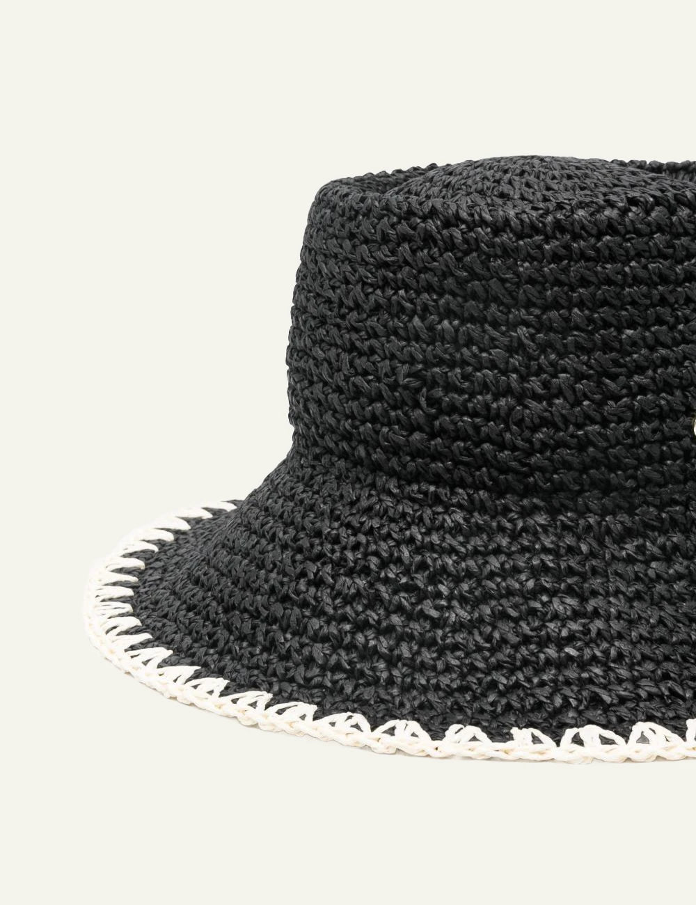 barbour woven bucket hat black with contrast trim side view