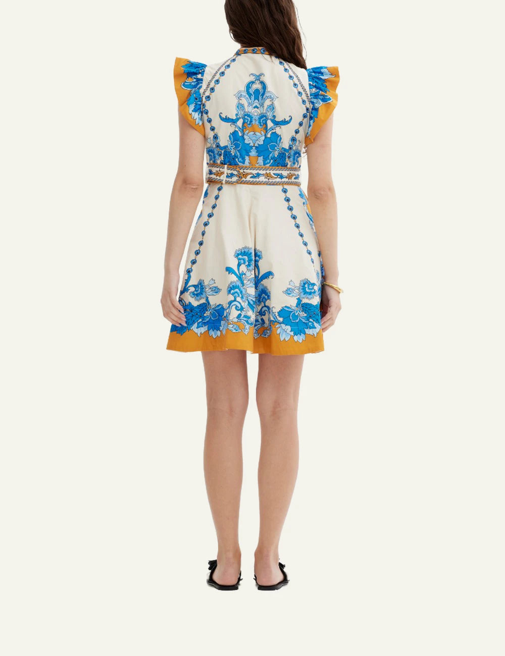 Baronessa Dress Scarlet Poppies mini dress blue print back view