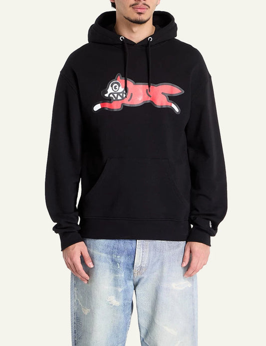 Icecream Running Dog hoodie black red graphic front view