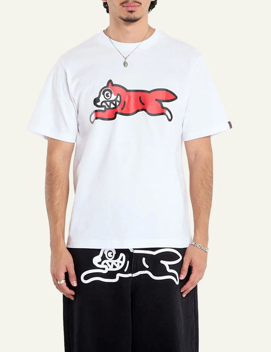 Icecream Running Dog t-shirt white red graphic front view