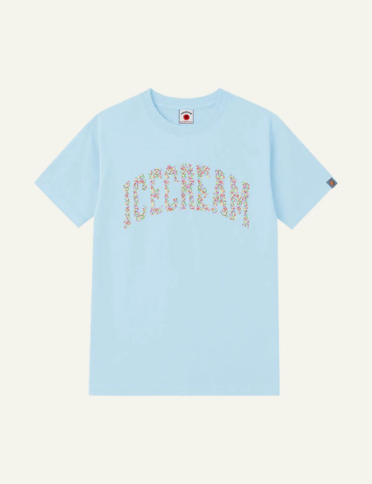 Icecream sprinkle logo t-shirt light blue front view