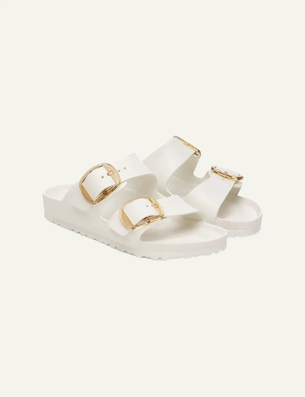 Birkenstock Arizona Big Buckle EVA eggshell slides angled view