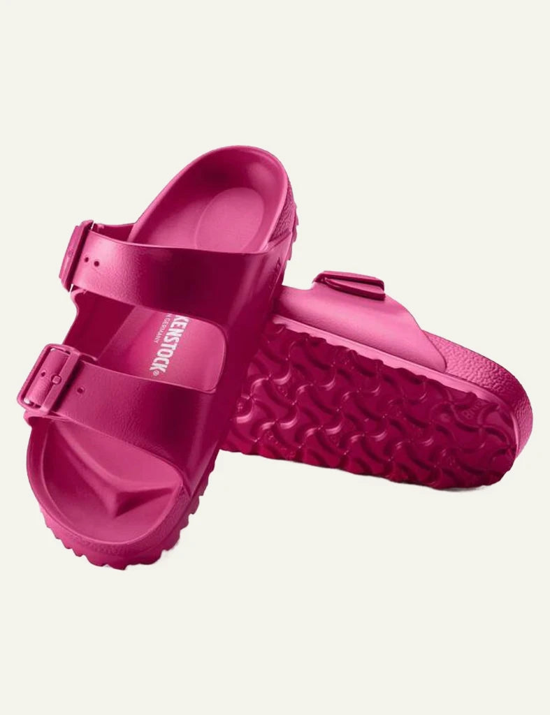 Birkenstock Arizona EVA beetroot purple slide sandal profile view