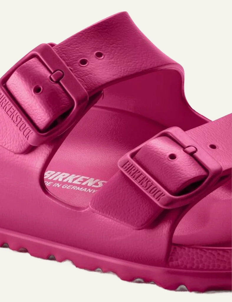 Birkenstock Arizona EVA beetroot purple slide sandal side detail view