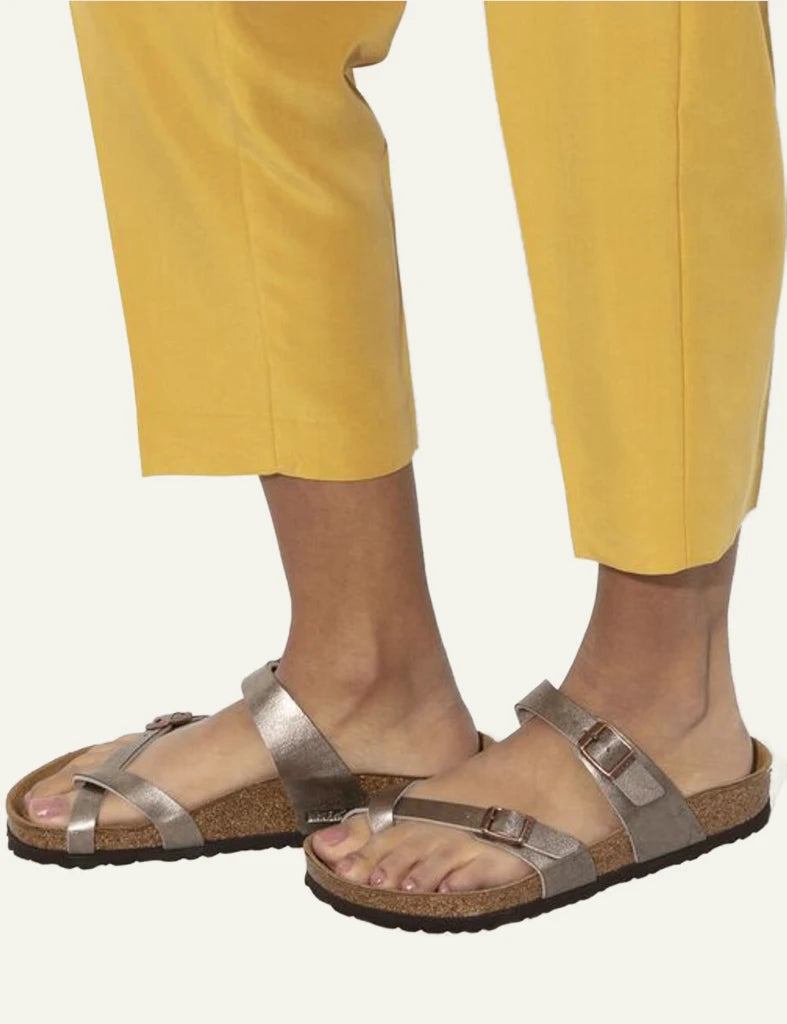 Birkenstock Mayari BF graceful taupe toe loop sandal side model view