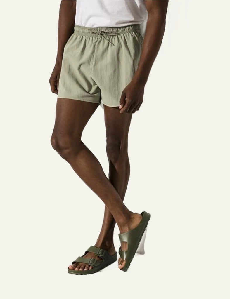 Birkenstock Arizona EVA khaki double strap slides side model view
