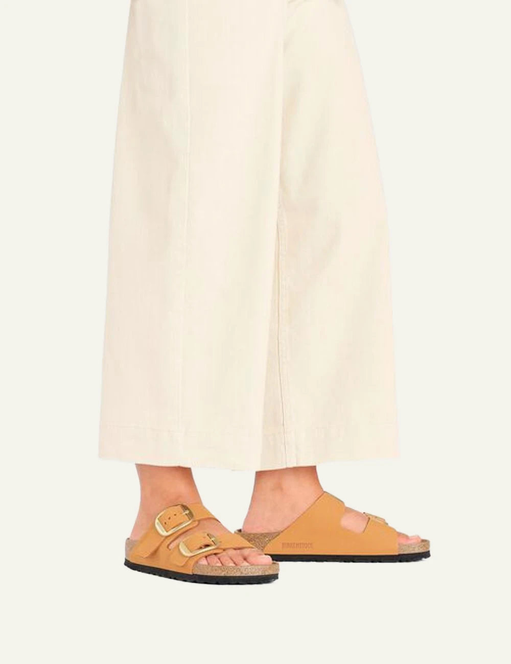 Birkenstock Arizona Big Buckle burnt orange sandal side model view
