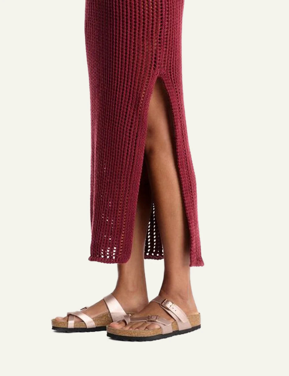 Birkenstock Mayari BF copper sandal side model view