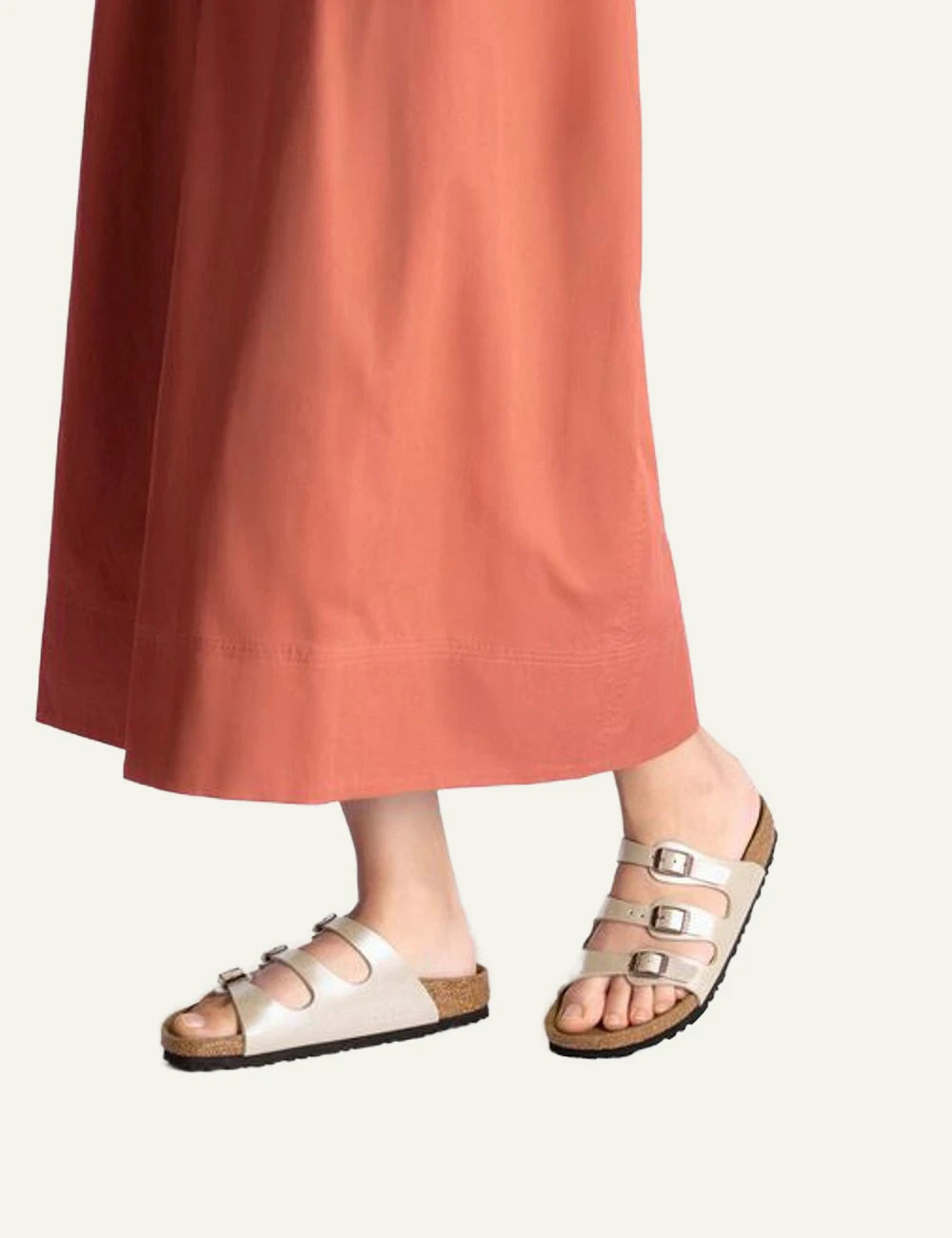 Birkenstock Florida graceful pearl white sandal side model view