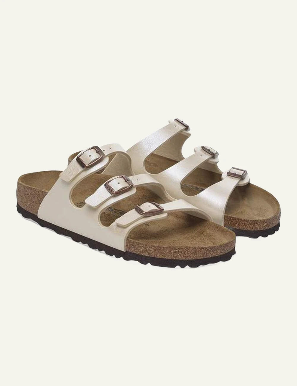 Birkenstock Florida graceful pearl white sandal profile view