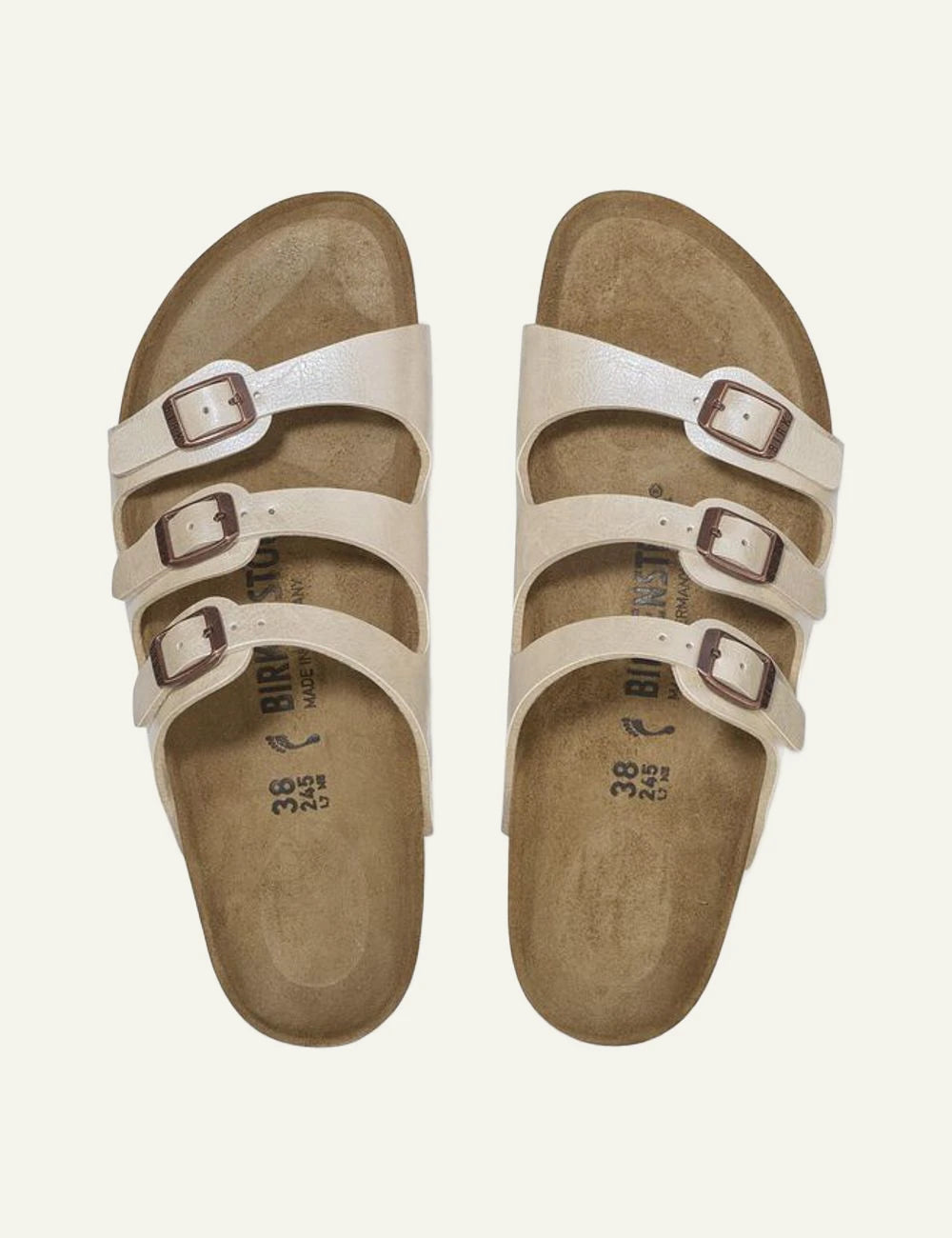 Birkenstock Florida graceful pearl white sandal top view