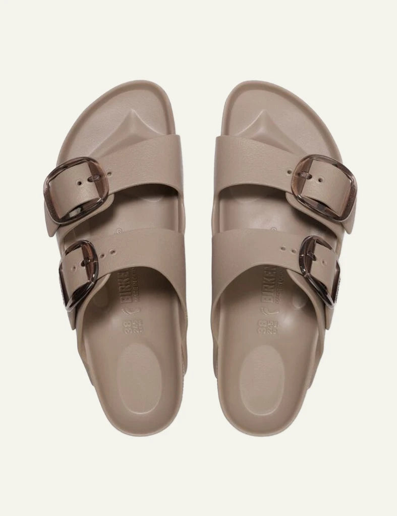 Birkenstock Arizona EVA big buckle taupe slide sandal top view