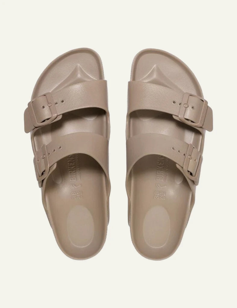 Birkenstock Arizona EVA taupe slide sandal top view