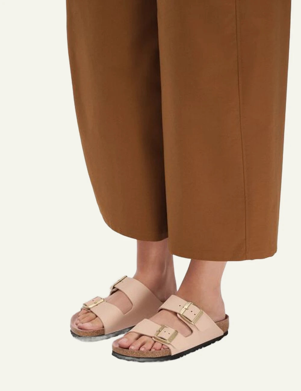 Birkenstock Arizona BF Triples beige pink clay sandal side model view