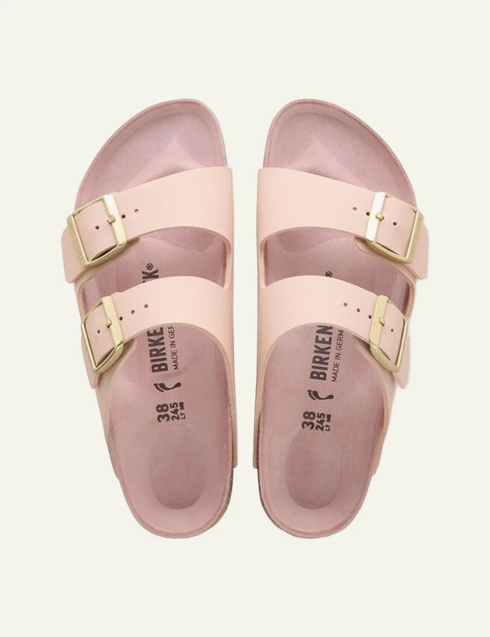 Birkenstock Arizona BF Triples beige pink clay sandal top view