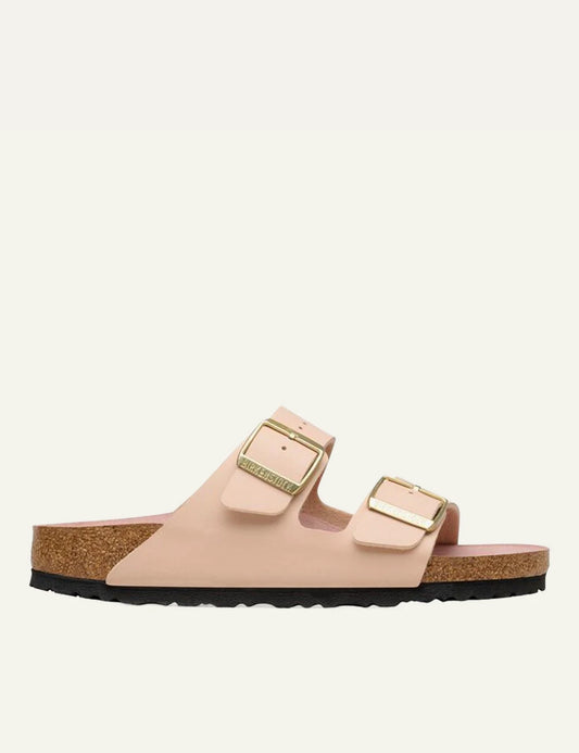 Birkenstock Arizona BF Triples beige pink clay sandal side view