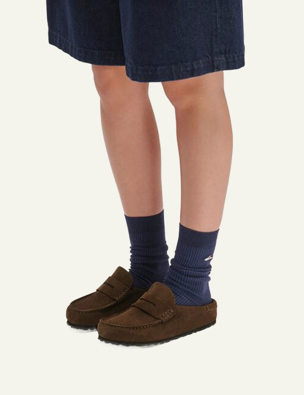 Birkenstock Naples Wrapped carafe suede clog side model view
