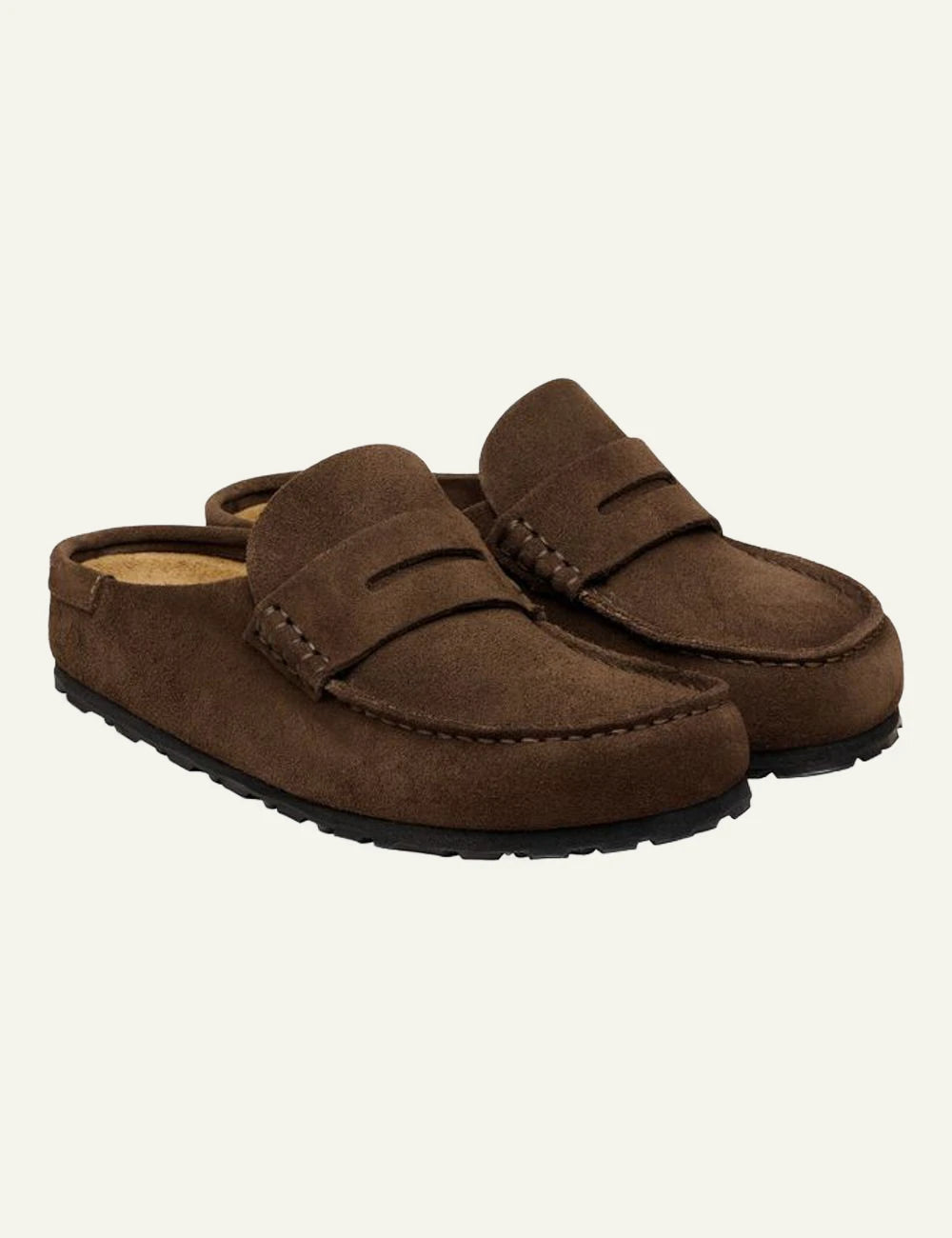 Birkenstock Naples Wrapped carafe suede clog angled view