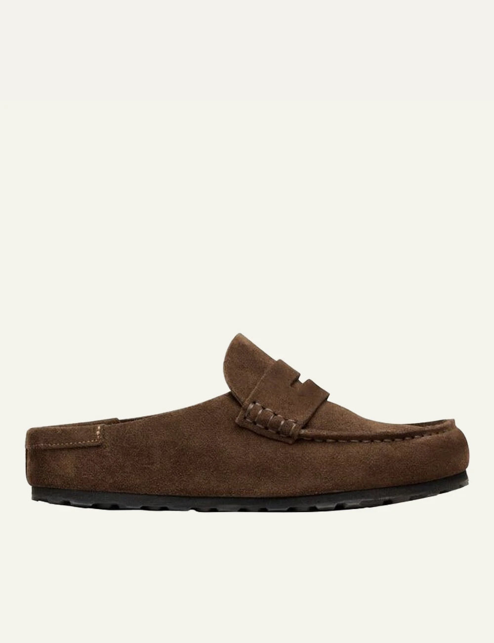 Birkenstock Naples Wrapped carafe suede clog side view