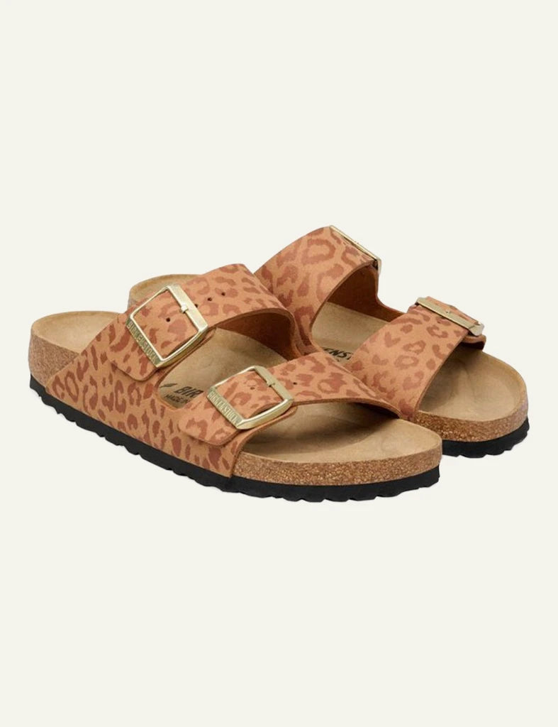 Birkenstock Arizona leo pecan slide sandal front view