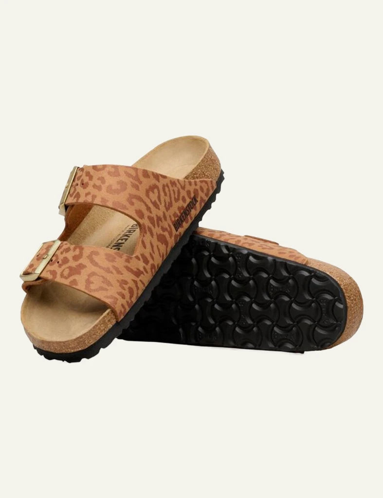 Birkenstock Arizona leo pecan slide sandal side sole view