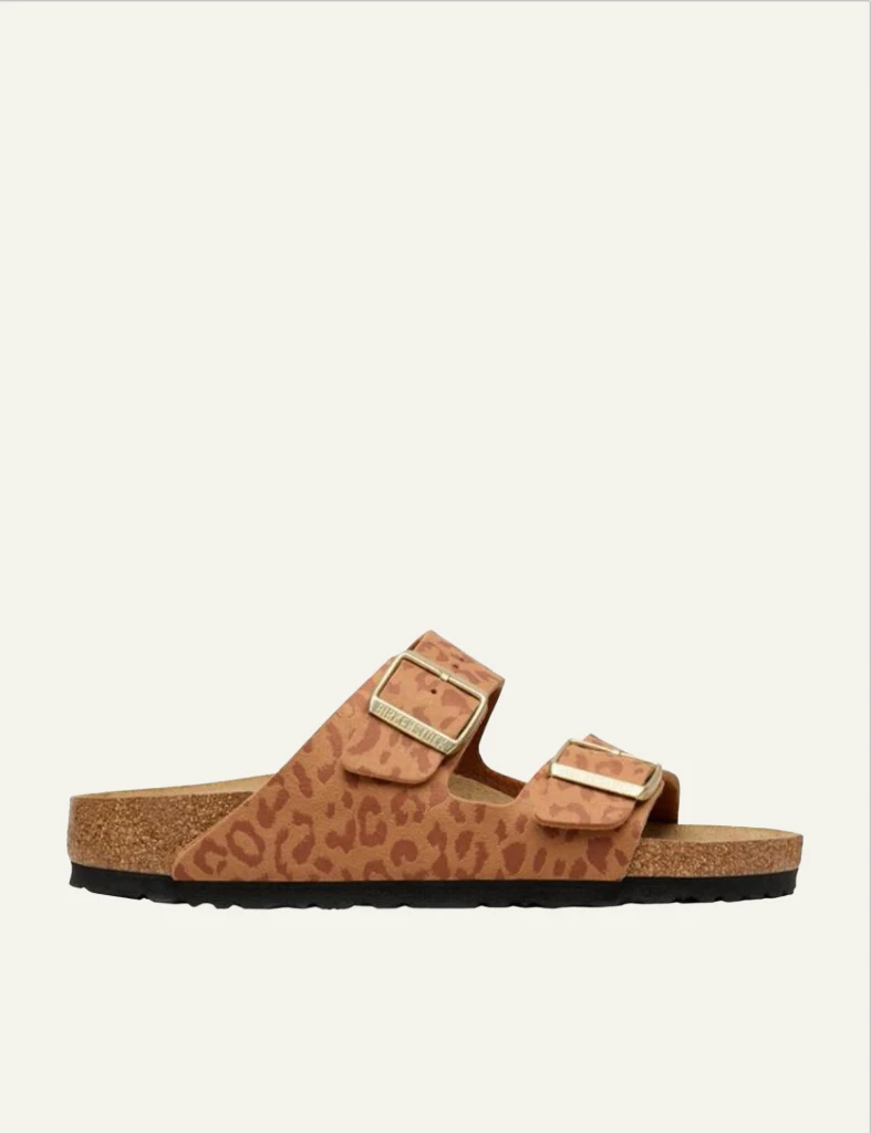 Birkenstock Arizona leo pecan slide sandal side view