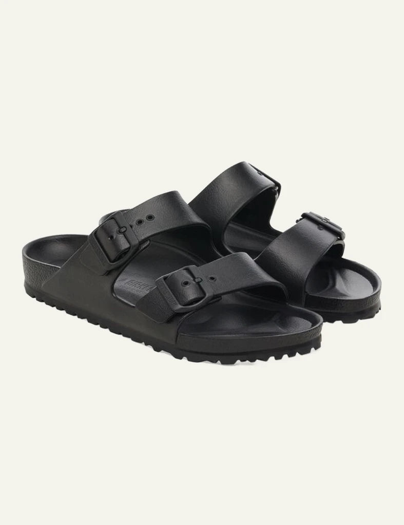 Birkenstock Arizona EVA black slide sandal angled view