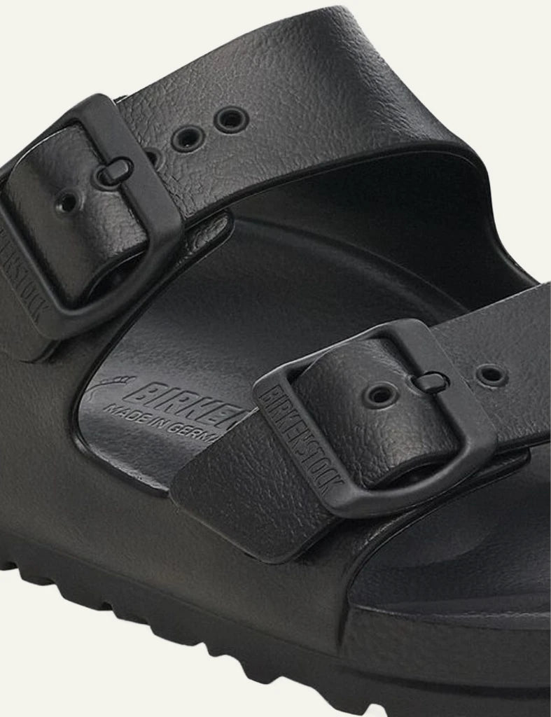 Birkenstock Arizona EVA black slide sandal side detail view
