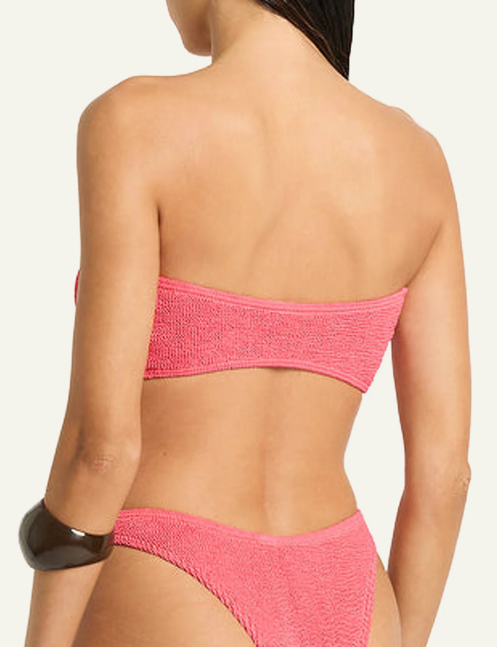 Bound Blake bandeau bikini top coral pink back view