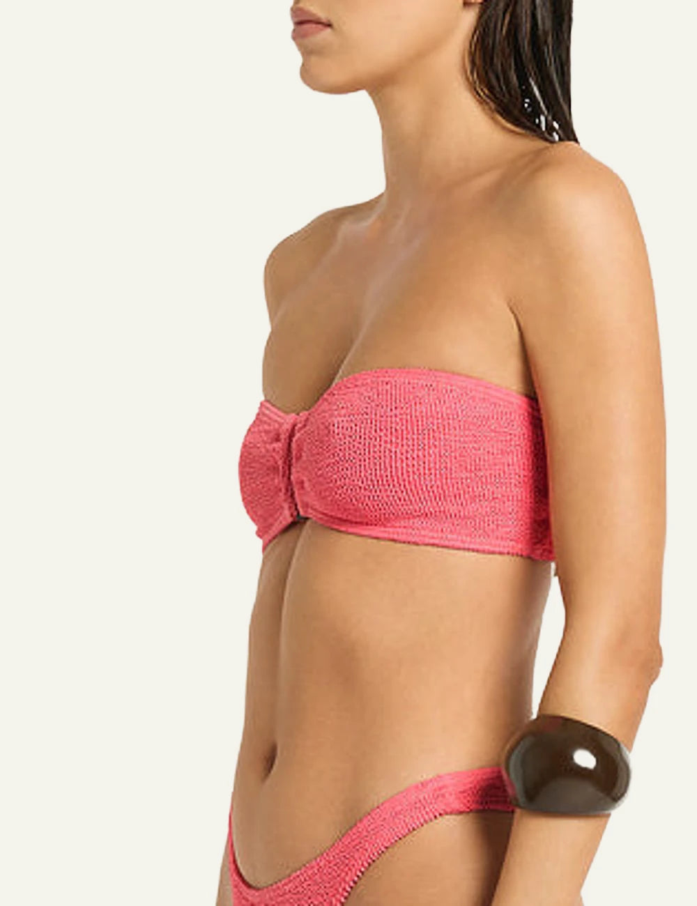 Bound Blake bandeau bikini top coral pink side view