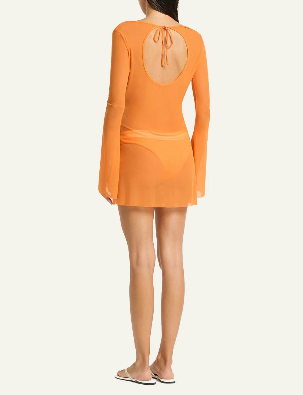 Bound mesh cover up dress mandarin back view