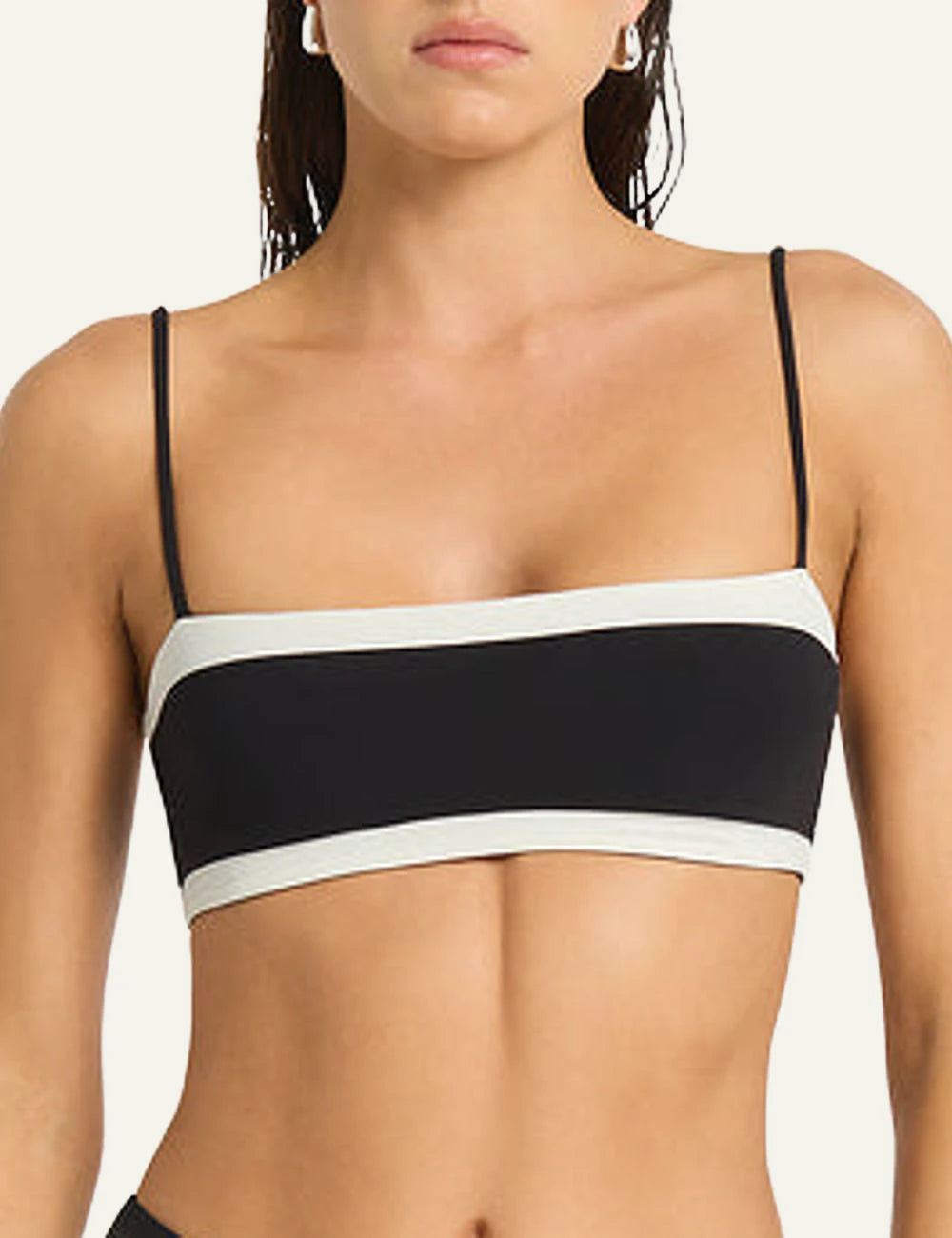 Bound reversible bandeau bikini top black coconut front view